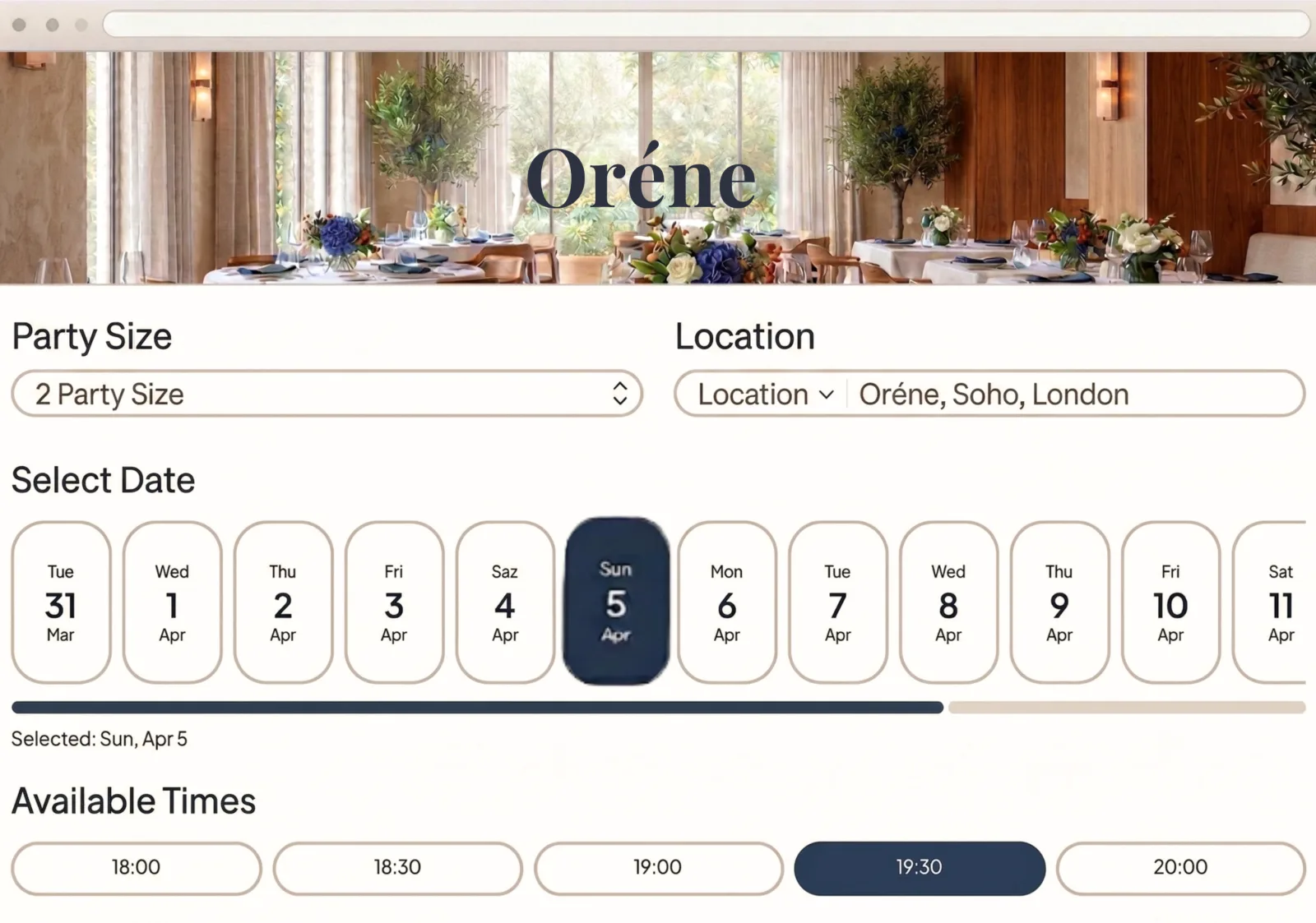 Orene inline booking page 1