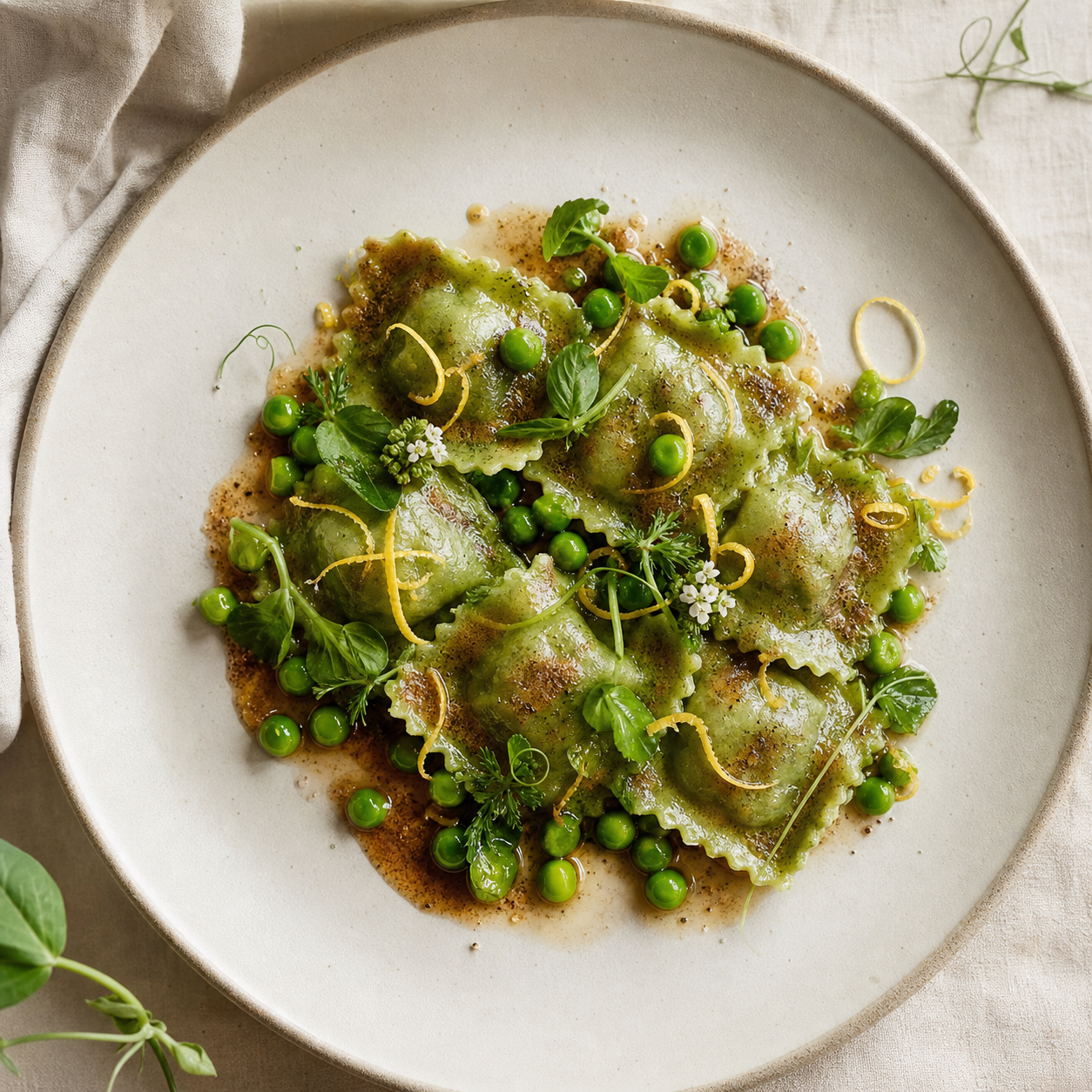 Garden pea agnolotti