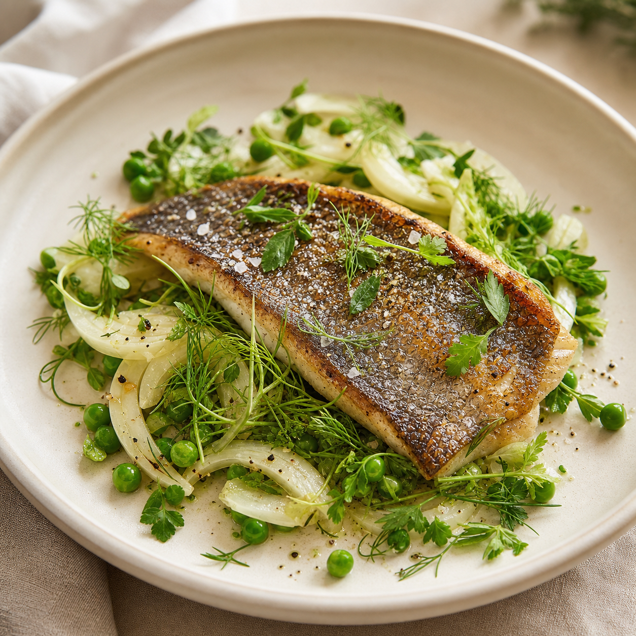 Roasted sea bass