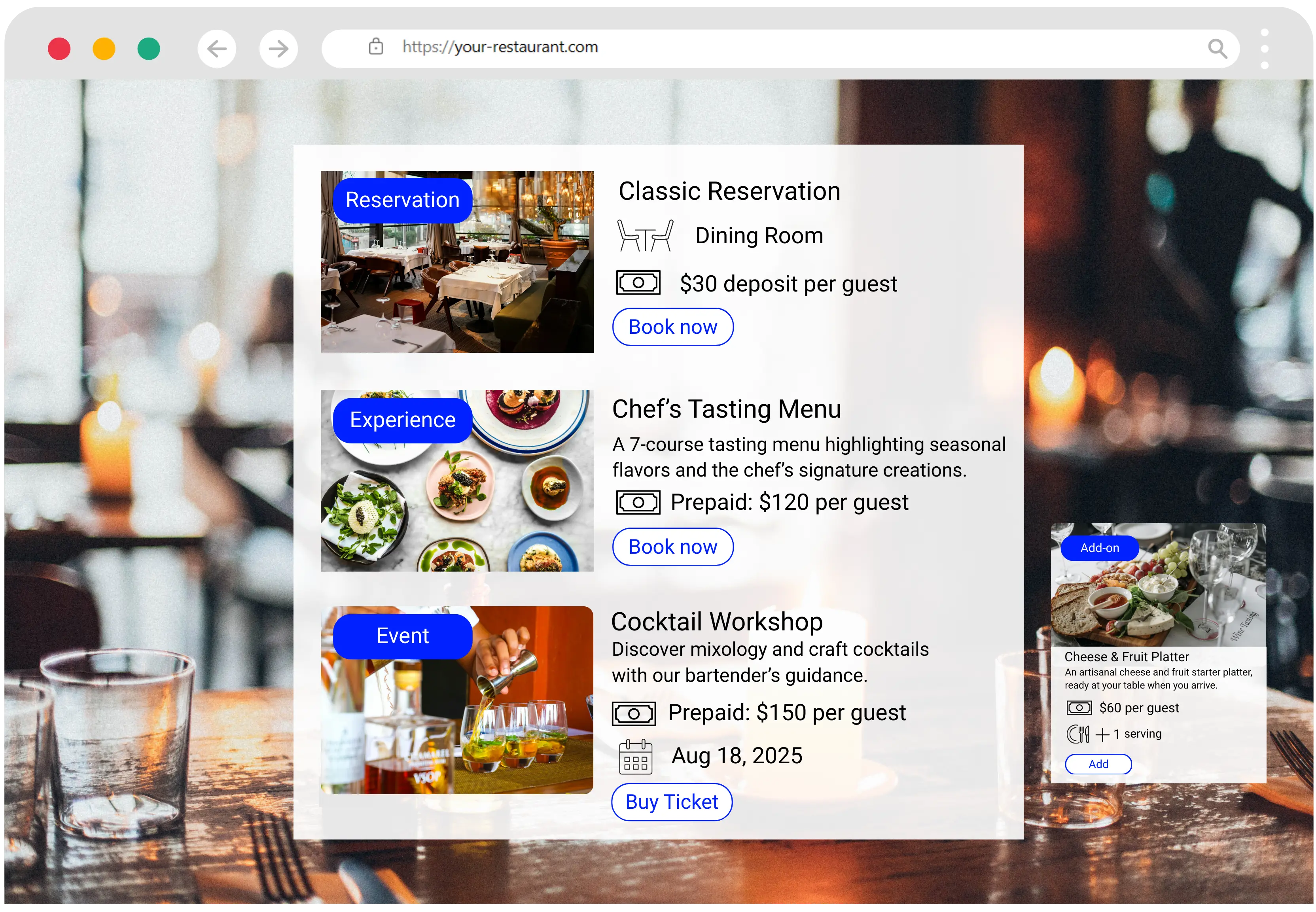 An image showing the booking button added to a Google Maps listing and the restaurant ranking higher on both Google Maps and Instagram.
