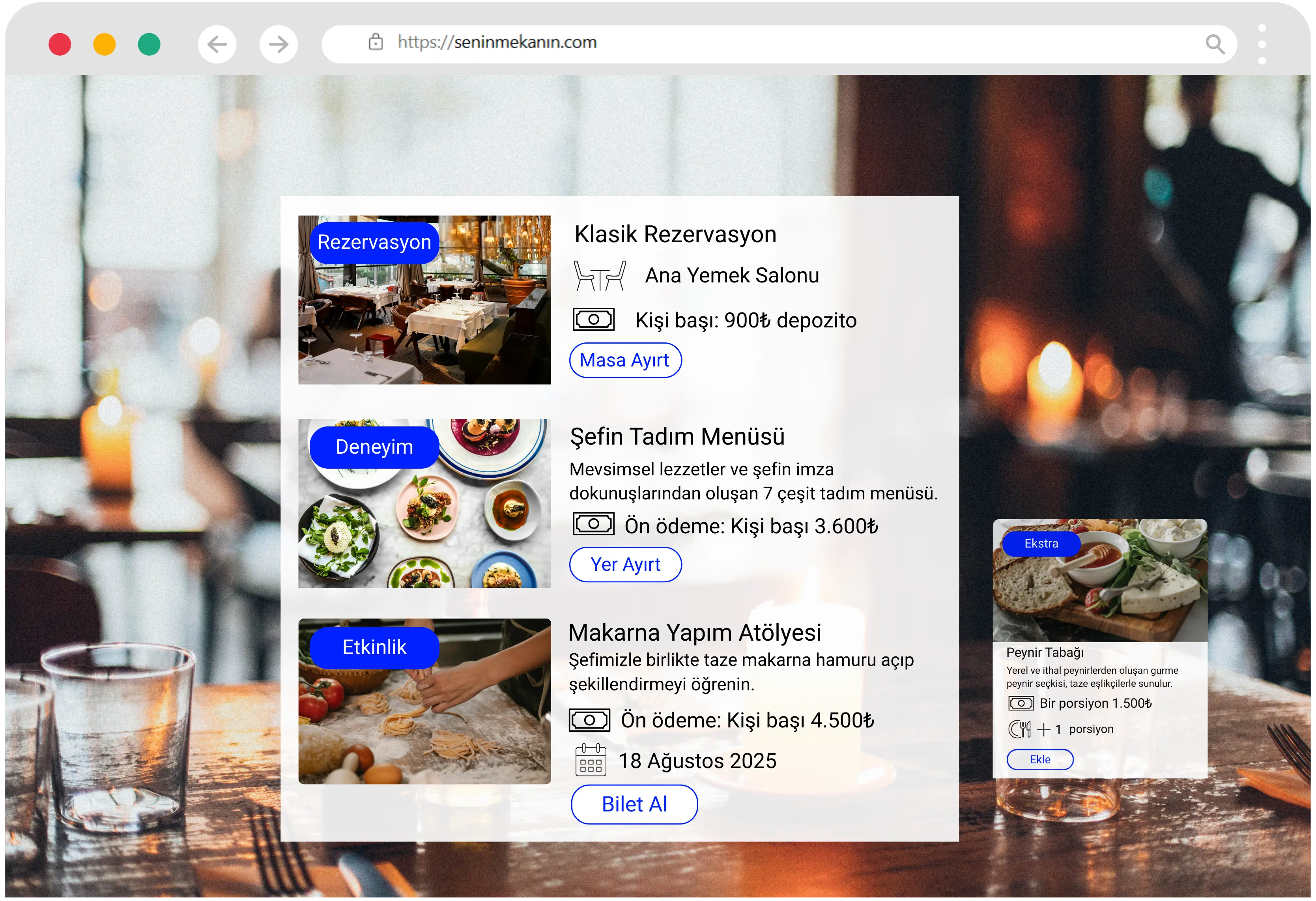 Reslify | Rezervasyonlar, ön ödemeli deneyimler ve biletli etkinlikler. Her şeyi tek bir yerde satın.